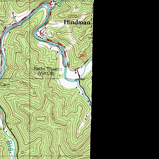 Topographic Map of Push Back Branch, KY
