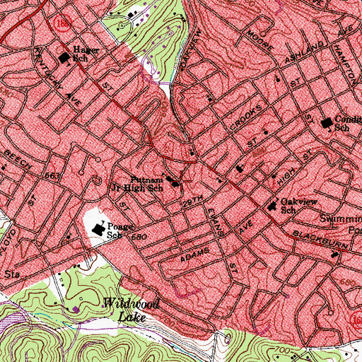 Topographic Map of Putnam Junior High School, KY