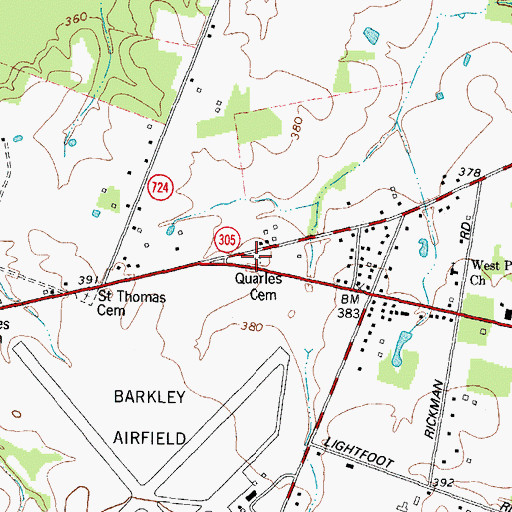 Topographic Map of Quarles Cemetery, KY