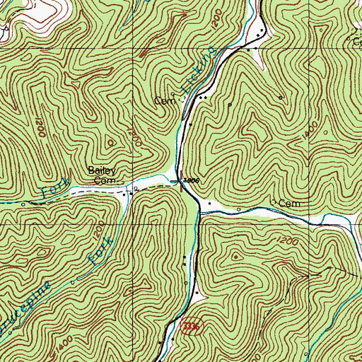 Topographic Map of Quicksand Fork, KY