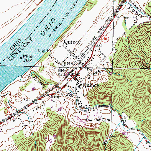 Topographic Map of Quincy, KY