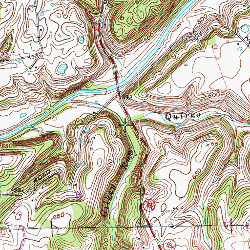 Topographic Map of Quirks Branch, KY