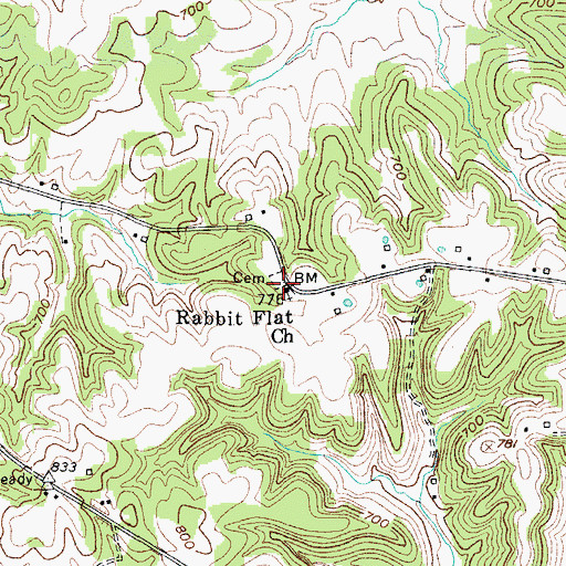 Topographic Map of Rabbit Flat Church, KY