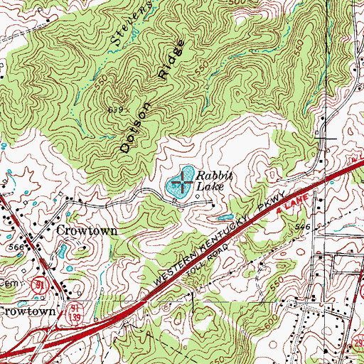 Topographic Map of Rabbit Lake, KY