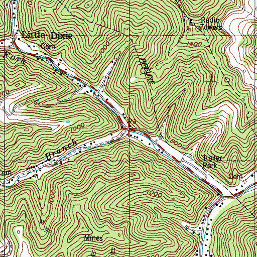Topographic Map of Raccoon Branch, KY