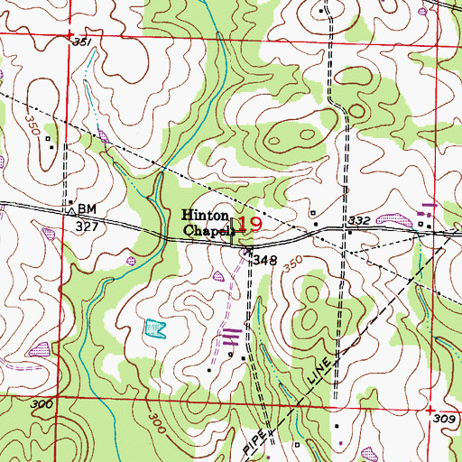 Topographic Map of Hinton Chapel, AR