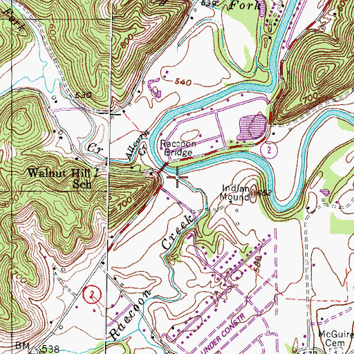 Topographic Map of Raccoon Creek, KY