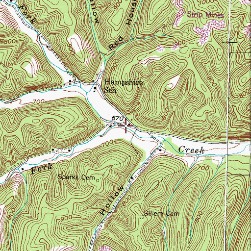 Topographic Map of Raccoon Fork, KY