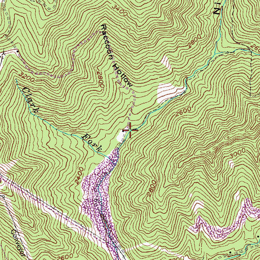 Topographic Map of Raccoon Hollow, KY