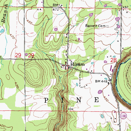 Topographic Map of Hiram, AR