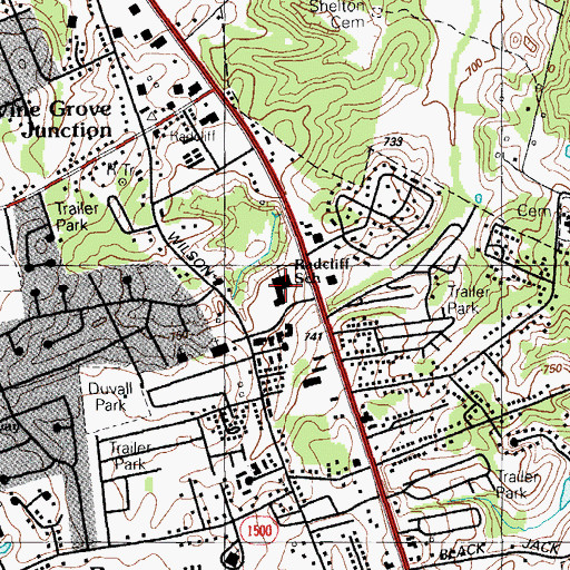 Topographic Map of Radcliff School, KY