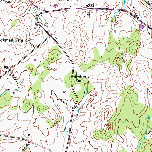 Topographic Map of Rafferty Cemetery, KY