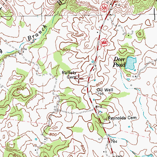 Topographic Map of Raffety Cemetery, KY