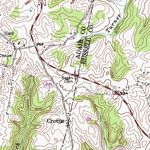 Topographic Map of Ragen Cemetery, KY