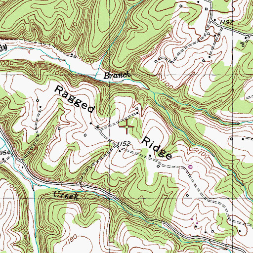 Topographic Map of Ragged Ridge, KY