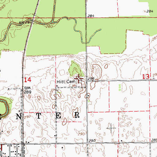 Topographic Map of Hitt Cemetery, AR
