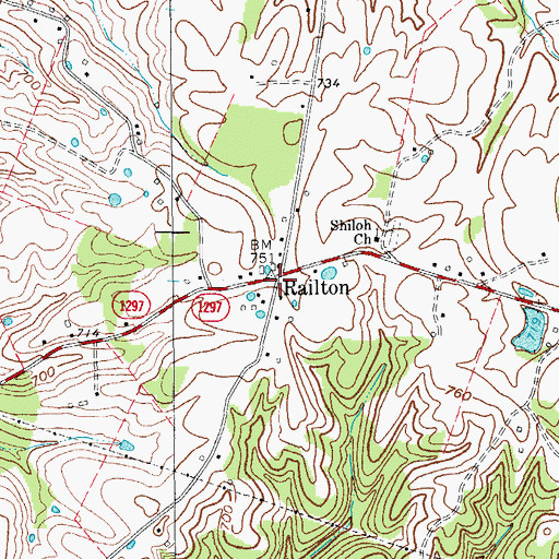 Topographic Map of Railton, KY