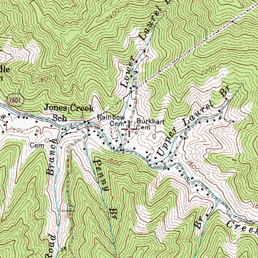Topographic Map of Rainbow Cemetery, KY