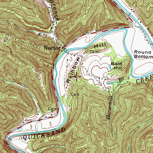 Topographic Map of Rainbow Hill, KY