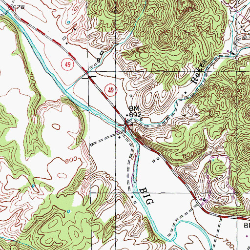 Topographic Map of Rakes Branch, KY