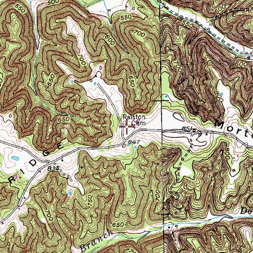 Topographic Map of Ralston Cemetery, KY