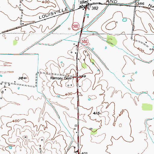 Topographic Map of Ramsey Cemetery, KY