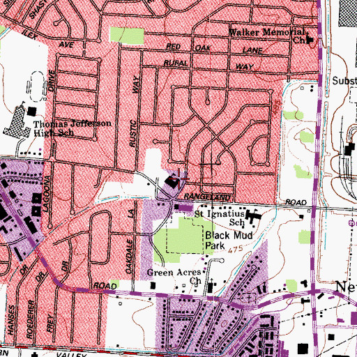 Topographic Map of Rangeland School, KY