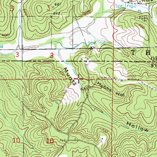Topographic Map of Hobbs Hollow, AR