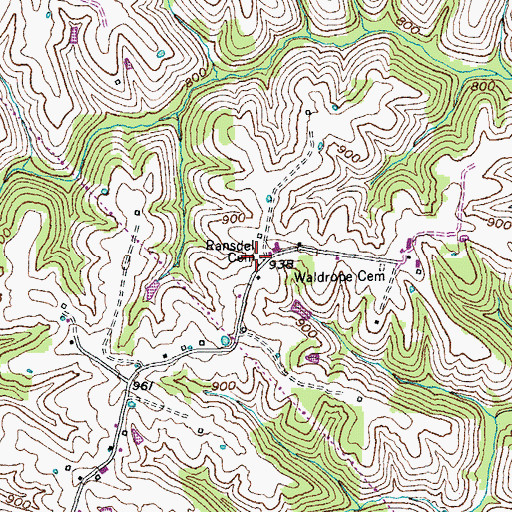 Topographic Map of Ransdel Cemetery, KY