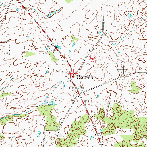 Topographic Map of Rapids, KY