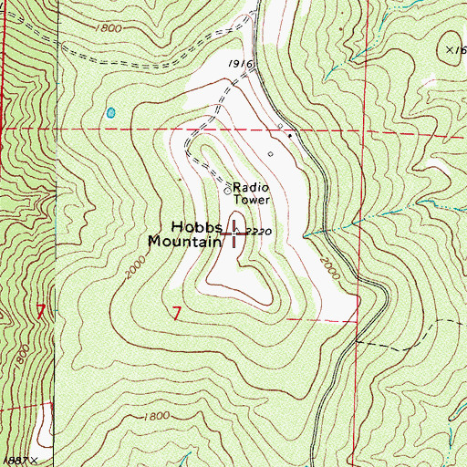 Topographic Map of Hobbs Mountain, AR