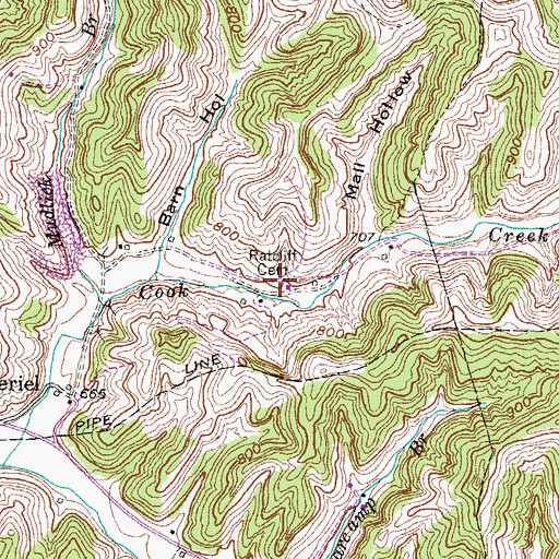 Topographic Map of Ratcliff Cemetery, KY