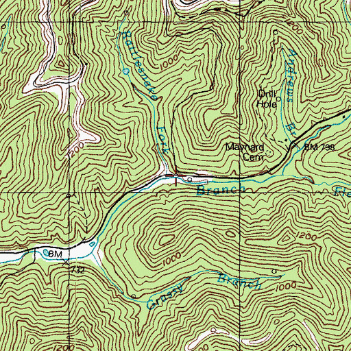 Topographic Map of Rattlesnake Fork, KY