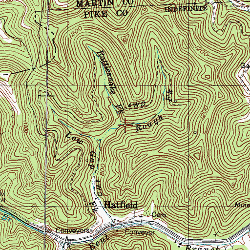 Topographic Map of Rattlesnake Fork, KY