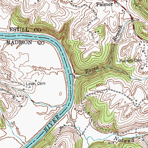 Topographic Map of Raven Branch, KY