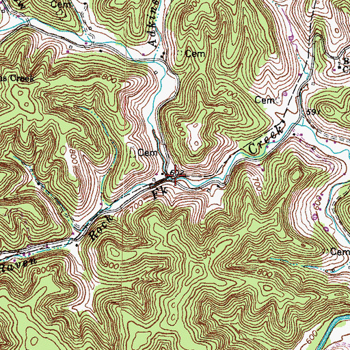 Topographic Map of Raven Rock Fork, KY