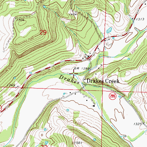 Topographic Map of Hock Creek, AR
