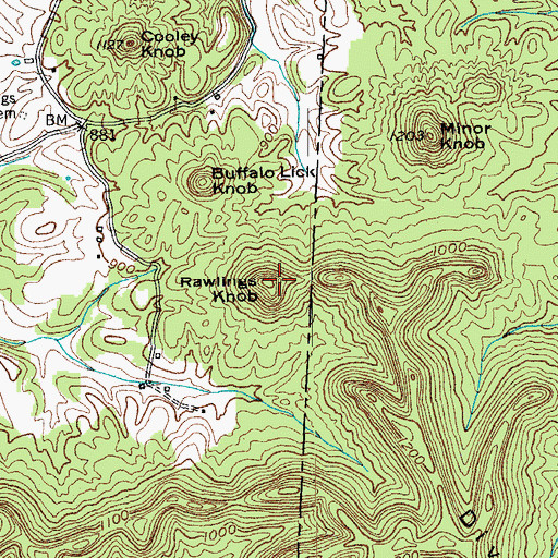 Topographic Map of Rawlings Knob, KY