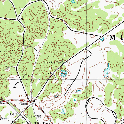 Topographic Map of Ray Cemetery, KY