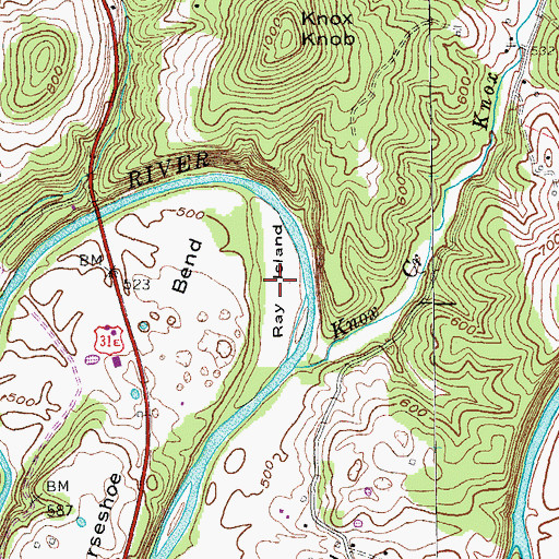 Topographic Map of Ray Island, KY