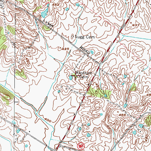Topographic Map of Rayburn Cemetery, KY