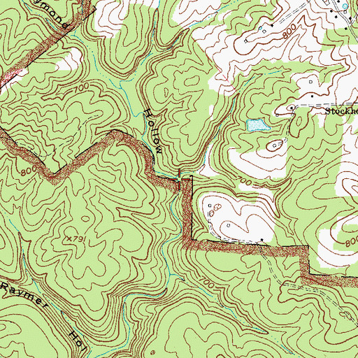 Topographic Map of Raymond Hollow, KY