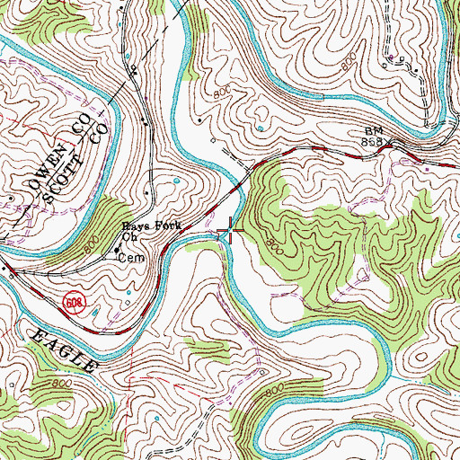 Topographic Map of Rays Fork, KY