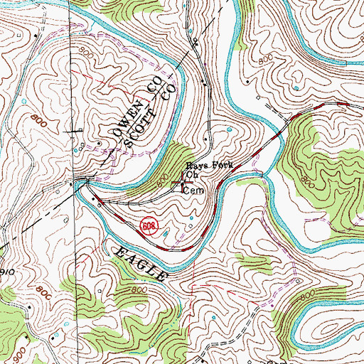 Topographic Map of Rays Fork Church, KY