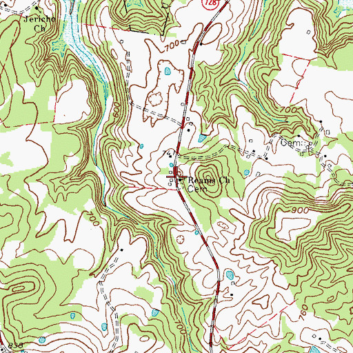 Topographic Map of Reams Church, KY