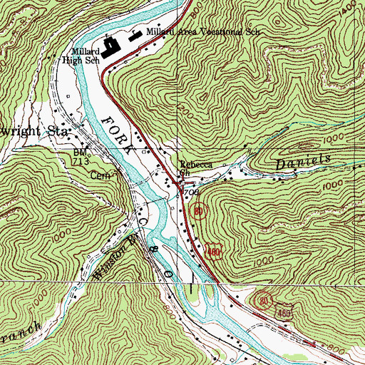 Topographic Map of Rebecca Church, KY