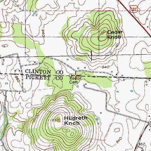 Topographic Map of Rector Cemetery, TN