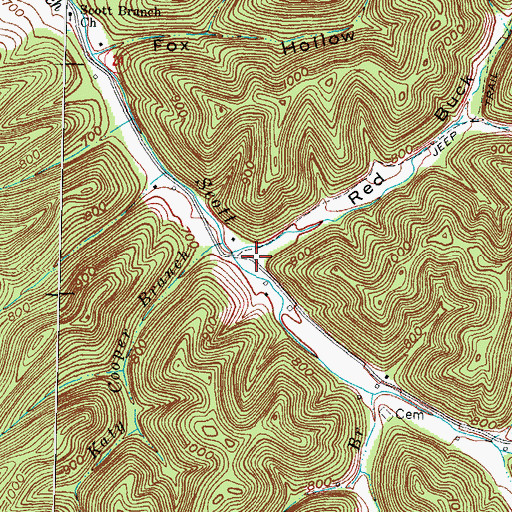 Topographic Map of Red Buck Hollow, KY