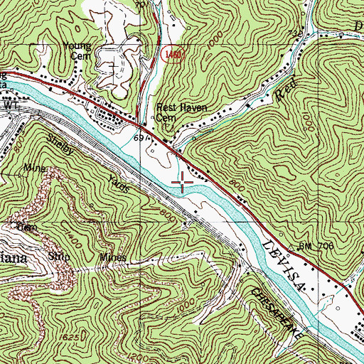 Topographic Map of Red Creek, KY