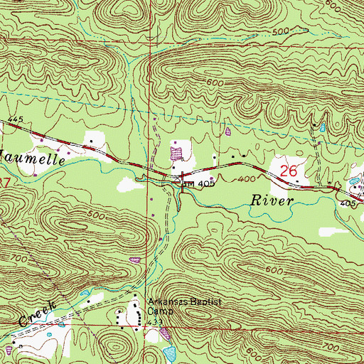 Topographic Map of Hog Creek, AR